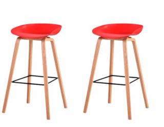 SET X 2 SILLA DE BAR FIJO ARUBA COLOR ROJO