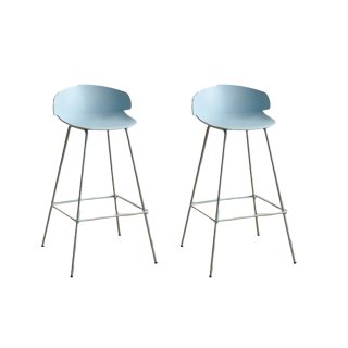 SET X 2 SILLA DE BAR ALTO VENECIA FIJO COLOR AZUL