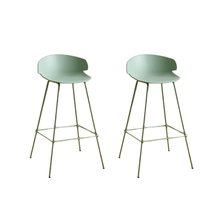 SET X 2 SILLA DE BAR ALTO VENECIA FIJO COLOR VERDE CLARO