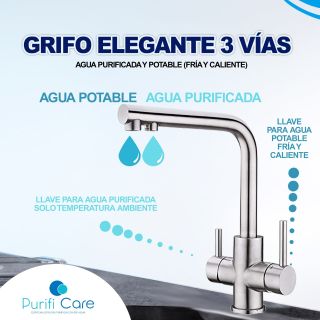 Grifo elegante caño alto con 3 vias