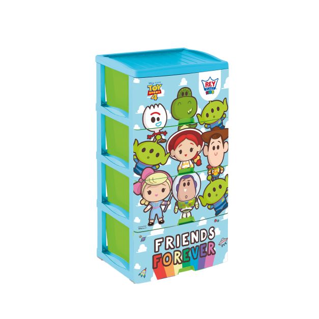 COMODA BIG BOX DECORADA 4 PISOS DISNEY TOY STORY - TURQUESA