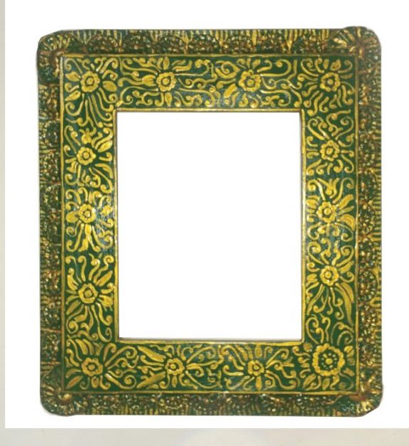 Marco de espejo con flores de retablo - Verde y dorado