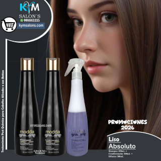 KIT SHAMPOO 300ml. + CONDITIONER 300ml. + BIFÁSICO 300ml. Modda Liso Absoluto CodLisAbs