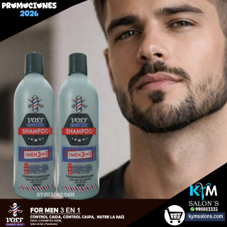 PACK 2 SHAMPOO 500ml. 3 EN 1 VOSS BARBER SHOP