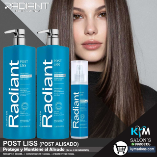 KIT SHAMPOO 1000ml. + CONDITIONER 1000ml. + PROTECTOR 200ml. Radiant Post Liss Smoothing CodRadPosL