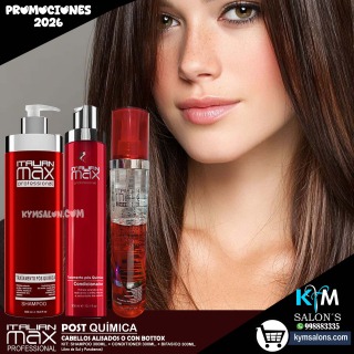 KIT SHAMPOO 500ml. + CONDITIONER 300ml. + BIFÁSICO 300gr. Italian Max Post Química CodItaPQ