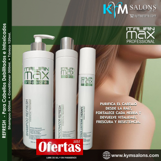 KIT REFRESH SHAMPOO 500ml. + CONDITIONER 300ml. + TÓNICO 120ml. ITALIAN MAX Codrefita
