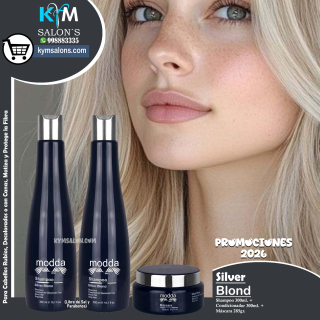 Kit Shampoo 300ml. + Conditioner 300ml. + Máscara 285gr. Silver Blond de Modda CodSilM