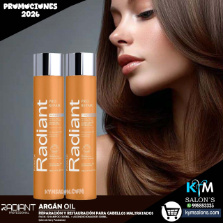 PACK: SHAMPOO 1000ML. + CONDITIONER 1000ML. ARGÁN PRO REPAIR DE RADIANT CodRadProre