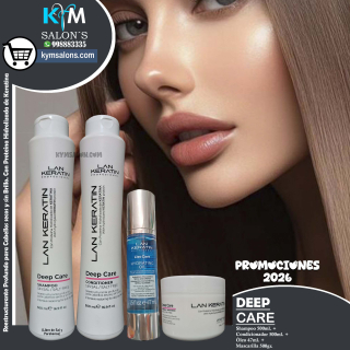 COMBO SHAMPOO 500ml. + CONDITIONER 500ml. + MÁSCARA 500gr. + ÓLEO 47ml. LAN KERATIN Deep Care CodLanKerD
