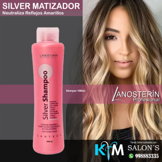 Shampoo Matizador Silver de Lanosterin - Cabellos Canos o con Mechas 1000ml. CodLanoMat