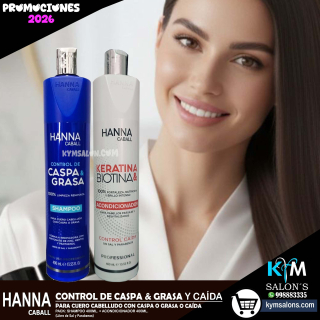 PACK SHAMPOO 400ML. + CONDITIONER 400ML. CONTROL CASPA Y GRASA Y CAÍDA HANNA CABALL CodHannca