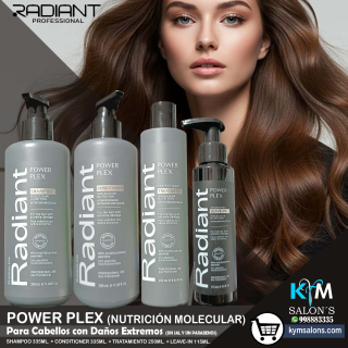COMBO SHAMPOO 335ml. + CONDITIONER 335ml. + TRATAMIENTO 250ml. + LEAVE-IN 115ML. Power Plex Radiant CodPlexPow