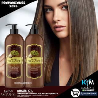 PACK SHAMPOO 1000ml. + CONDITIONER 1000ml. LAN PRO ARGÁN OIL CodLanProBa