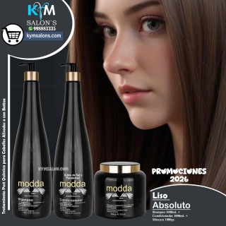KIT SHAMPOO 1000ml. + CONDITIONER 1000ml. + MÁSCARA 1000gr. Modda Liso Absoluto CodLisAbs