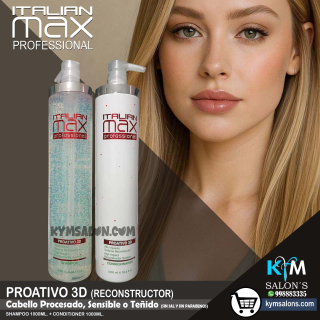 Pack Shampoo 1000ml. + Conditioner 1000ml. PROATIVO 3D Italian Max Cabellos Sensibles y Grasos CodItaliM3d