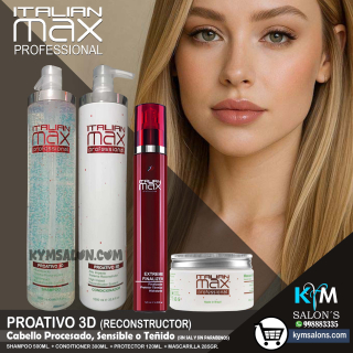 COMBO SHAMPOO 1000ml. + CONDITIONER 1000ml. + MÁSCARA 285gr. + PROTECTOR 120ml. PROATIVO 3D Italian Max CodItaliM3d