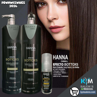 KIT SHAMPOO 1000ml. + CONDITIONER 1000ml. + SERUM 50ML. HANNA CABALL EFECTO BOTTOXT CodHanneb