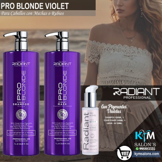Combo Shampoo 1000ml. + Mask 1000ml. + Leave In 100ml. Matizador Radiant Pro Blonde Violet CodRadProBlo
