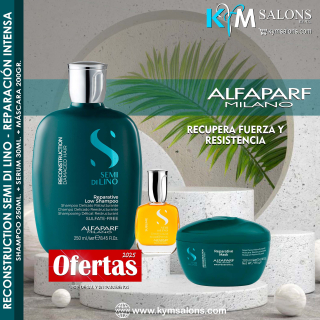 Kit Shampoo 250ml. + Serum 30ml. + Máscara 200gr. Alfaparf Semi Di Lino Reconstruction Reparative CodAlfapRep