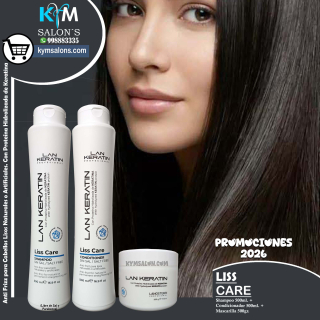 KIT SHAMPOO 500ml. + CONDITIONER 500ML. + MÁSCARA 500gr. LAN KERATIN Liss Care CodLanLiss