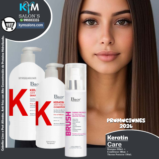 KIT SHAMPOO 500ml. + CONDITIONER 300ml. + BRUSH 150gr. BAOR Keratin Care CodBaorKCare