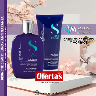 Alfaparf Semi de Lino: Brunette Brown & Dark Hair Pack Shampoo 250ml. + Conditioner 200ml. Anti Orange CodMatizAlf