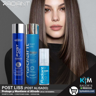 KIT SHAMPOO 300ml. + CONDITIONER 300ml. + SERUM 50gr. Radiant Post Liss Smoothing CodRadPosL