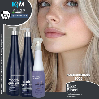 Kit Shampoo 1000ml. + Conditioner 1000ml. + Bifásico 300ml. Silver Blond de Modda CodSilM