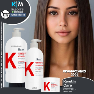 KIT SHAMPOO 500ml. + CONDITIONER 300ml. + MÁSCARA 300gr. BAOR Keratin Care CodBaorKCare