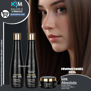 KIT SHAMPOO 300ml. + CONDITIONER 300ml. + MÁSCARA 285gr. Modda Liso Absoluto CodLisAbs