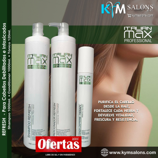 KIT REFRESH SHAMPOO 1000ml. + CONDITIONER 1000ml. + TÓNICO 120ml. ITALIAN MAX Codrefita