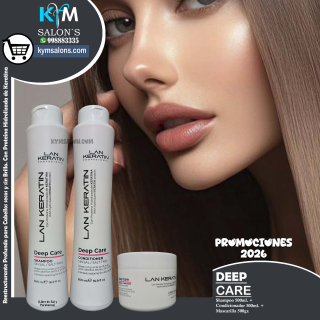 KIT SHAMPOO 500ml. + CONDITIONER 500ml. + MÁSCARA 500gr. LAN KERATIN Deep Care CodLanKerD