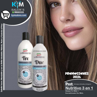 PACK 1 SHAMPOO TRE 500ML. + 1 CONDITIONER 500ML. LA BRASILIANA POST NUTRITIVO CODDUOSHACO