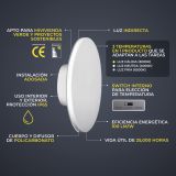 Aplique Eclipse LED 9W  Hermético IP65 Blanco -3 Tonos: Luz cálida-día-fría 