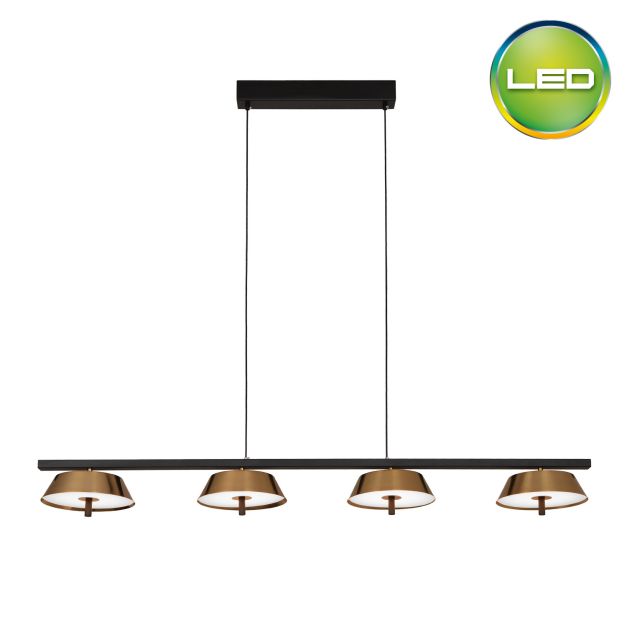 Colgante Valle LED 40W 135cm Negro/Dorado - Luz cálida