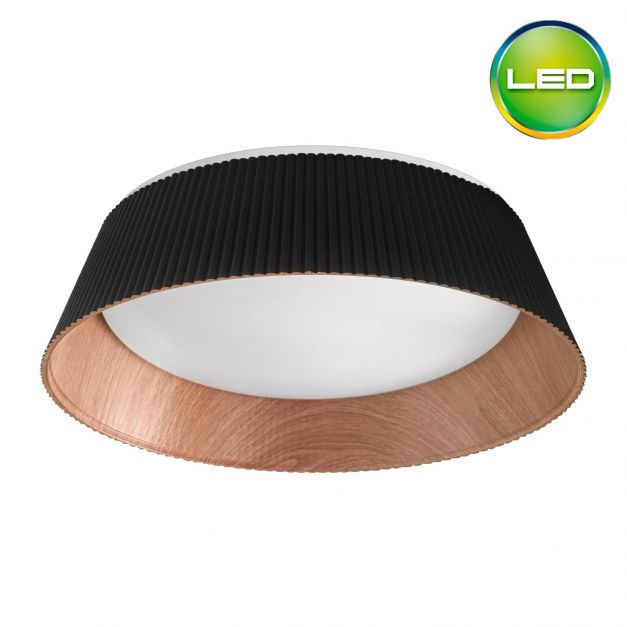 Plafón Pirott Wood LED 36W 45cm Negro - Luz cálida