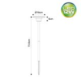 Poste/Estaca Versalles LED 12W  Hermético IP65 73cm Negro - Luz cálida