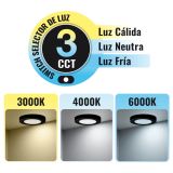 Panel Slim 24W 29cm Negro - 3 Tonos: Luz cálida-día-fría