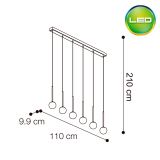 Colgante Samy I LED 42W 110cm Negro - Luz cálida