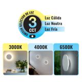 Aplique Eclipse LED 9W  Hermético IP65 Blanco -3 Tonos: Luz cálida-día-fría 