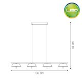 Colgante Valle LED 40W 135cm Negro/Dorado - Luz cálida