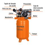 Compresora lubricado de banda 120 litros vertical de 4 hp  220V COMP-120LVC