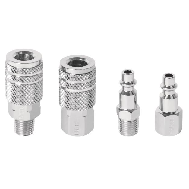 Juego de acoples y conectores rápidos cromado, 4 piezas CORAL-4P