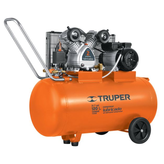 Compresora de aire de 120 litros horizontal lubricado 4 hp 220 V COMP-120LHC
