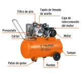 Compresora de aire de 120 litros horizontal lubricado 4 hp 220 V COMP-120LHC