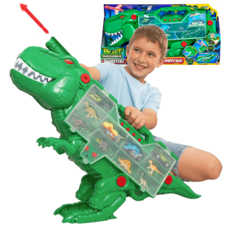 Juguete Pista De Autos Teamsterz Transportador T-Rex Con Luces Y Sonidos + Acce