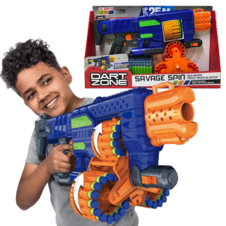 Juguete Lanzador de Dardos  Dart Zone Spin Blaster con Triple Tambor Giratorio