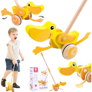 Juguete De Bebé Classic Wordl Patito Para Balancear De Madera Con Ruedas