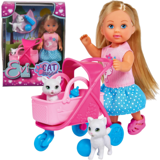 Muñeca Evi Love Gato Con Coche Set Con Mascota Y Carrito
